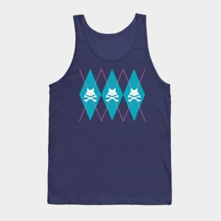 Kitty X-Bones Argyle Turquoise Tank Top